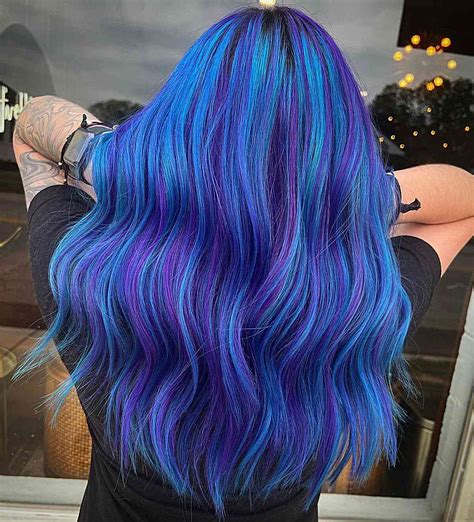 dark hair with blue|blue violet hair color.